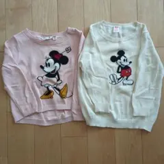 【処分予定】ミニーマウス・ミッキーマウス刺繍ニットセーター2点セット