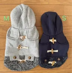 犬用ダッフルコート M/Sサイズ グレー・ネイビー PET FIND