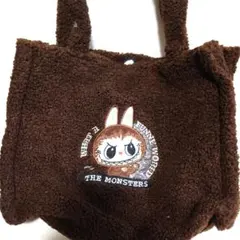キャラクター刺繍トートバッグ ブラウン 生地はモコモコしてます