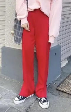 【新品】サイドスリット カラーパンツ、スラックス