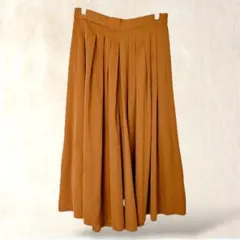 ガウチョパンツ　ブラウン　ウエストゴム　F　無地　ナチュラルと　ゆったり　楽ちん