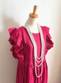 BIRTHDAY BASH フューシャピンクリネンティアードワンピ/BAILA