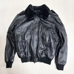 ロイヤルレザー レザージャケット フライトジャケット ブラック ボア襟 XL