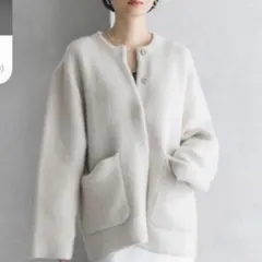 アパートバイ　apartby　CNラクーンコンニットジャケット　カーディガン