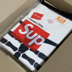 M Supreme Hanes Bones Thermal Crew ボーン 白