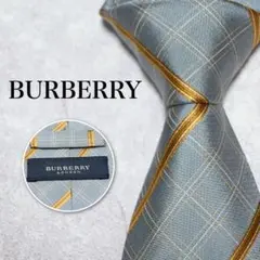 【極美品】 BURBERRY ストライプ チェック グレー ネクタイ