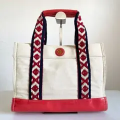 【希少】トリーバーチ エラ キャンバス トートバッグ 編み込み ハンドル