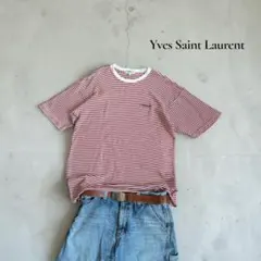 イヴサンローラン 半袖 Tシャツ 刺繍ロゴ ボーダーT サイズL ビンテージのサムネイル