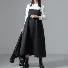 ナノユニバース　撥水キルティングキャミワンピース　ブラック