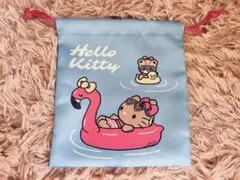 【新品】ハローキティ　巾着　日焼け　フラミンゴ