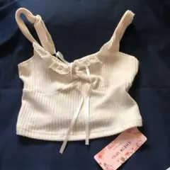 SHEIN タグ付　未使用　レース　ホワイト リブ編み キャミソール
