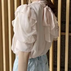2wayボウタイフリルブラウス　ピンク　NICE CLAUP