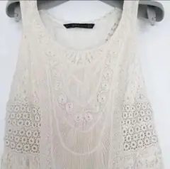 美品ＺＡＲＡ　/　ザラ　バックレーサー総レースワンピース