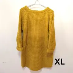【年末感謝祭】GU XL ロング丈 ラグランニット マスタード ゆるだぼ