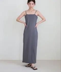 ダブルストラップカップ付きリブキャミワンピース