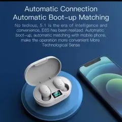 【新品】ワイヤレスイヤホン充電ケース付き　デジタル表示付　ホワイト