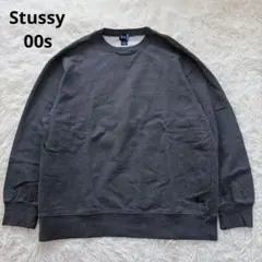 00s Old Stussy 前Vスウェットシャツ グレー L