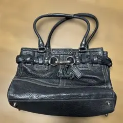 COACH レザー トートバッグ ハンドバッグ ブラック 編み込み y2k 