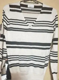 EGOIST ストライプ Vネックセーター