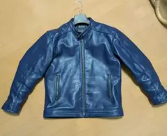 YAMANE シングルライダース レザージャケット ブルー - メルカリ