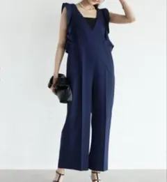 Vin サイドフリル　オールイン　ネイビー　サイズ38 ヴァン　卒業式入学式