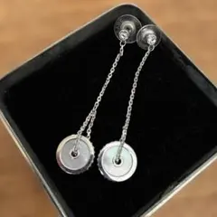 SWAROVSKI チェーン付き円形ピアス