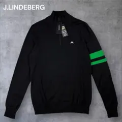 新品 J.LINDEBERG ジェイリンドバーグ ハーフジップ ニット 黒 M