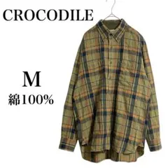 【クロコダイル】 ネルシャツ 長袖 チェック柄綿100% コットン
