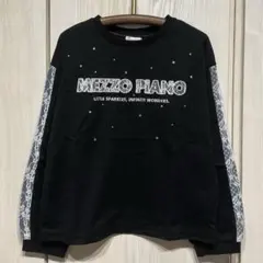 新品　メゾピアノ　袖ロゴレースライン　長袖Tシャツ　黒　130cm