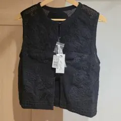 新品　RADIATE　ラディエイト　インドコットン刺繍ベスト　ブラック　ジレ