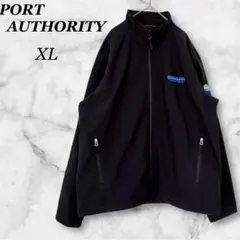 【PORT AUTHORITY】US古着フリース刺繍ロゴブラックXLユニセックス