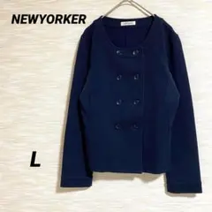 NEWYORKER ノーカラージャケット【L】フォーマル　オフィス 0630のサムネイル