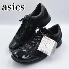 【新品】asics PEDALA エナメル ウォーキングシューズ　ブラック　EE