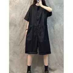 カジュアル オールインワン 3カラー展開 レトロ おしゃれ度高め ボタン