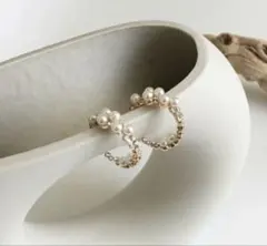 パール フープピアス ゴールド アクセサリー レディース　no101