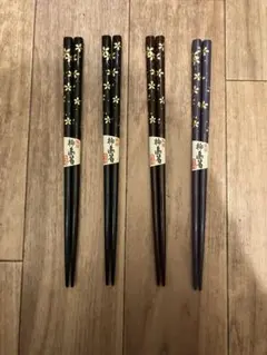 ハ*ん様 花模様の木製箸4膳セット