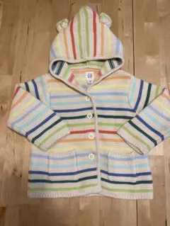 GAP ベビー ニット素材フード付きアウター　カーディガン　レインボー　ボーダー