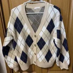 Honeys　アーガイル柄 ニットカーディガン ベージュ