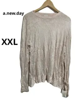 a.new.day 薄手セーター【XXL】リボン 大きめ ゆるだぼ オーバー