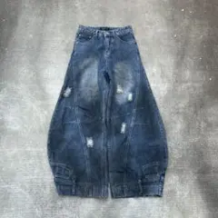 極太 バギーデニム ダメージ加工 切替 archive y2k グランジ 着画有