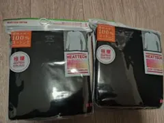 ユニクロ黒Lサイズ2枚セット 極暖ヒートテックコットンワッフルクルーネックT