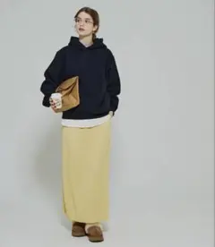 裏起毛ランダムリブロングIラインスカートのサムネイル