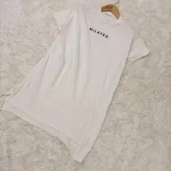 MILKFED. ミニワンピース ロゴプリント 半袖 ホワイト ビッグシルエット