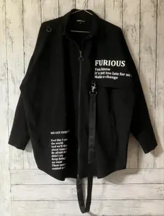 【未使用美品】セマンティックデザイン ベルト付き ロックシャツジャケット 黒 Mのサムネイル