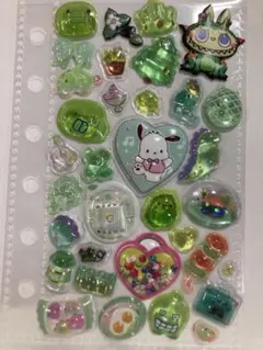 ㊸【グリーン系】立体シール まとめ売り おすそ分け シール交換 おまとめ割引
