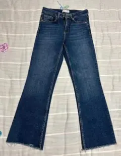 フレアデニムパンツ ダークブルー 27サイズ