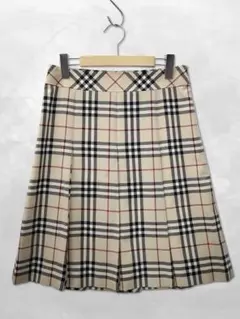 バーバリー ロンドン ウール ノバチェック プリーツ ひざ丈 スカート 40