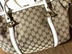 美品希少Gucci GGパターン ボストンバックベージュ/ホワイト（未使用品）