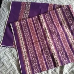 紫とピンクのストライプ生地 はぎれ