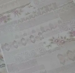 花と幾何学模様の生地 約220×36 昭和レトロ ヴィンテージ